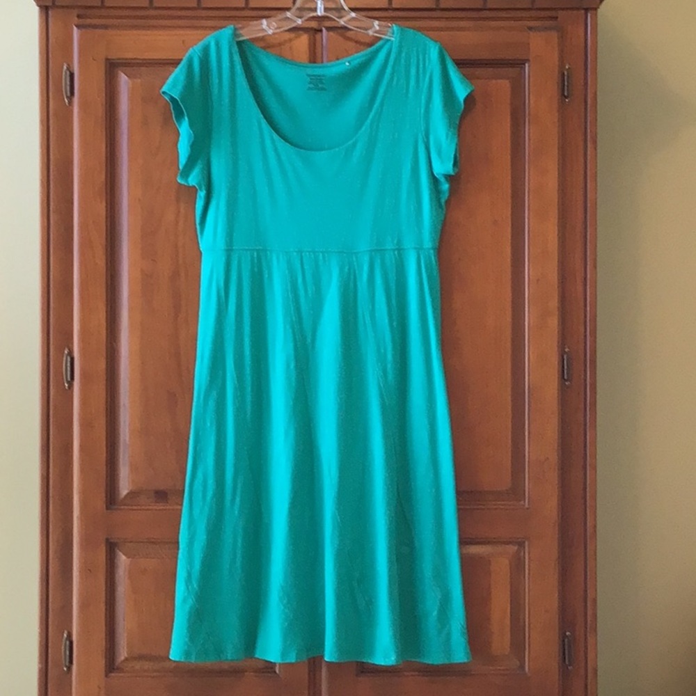 Toad & Co Nena Cap Sleeve Dress Organic Cotton Tercel Size Medium Teal Green